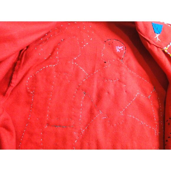 Vintage 40s jacket Wool Medium LOPEZ  MEXICO Embellished FELT Couple On Back Red - Picture 12 of 12